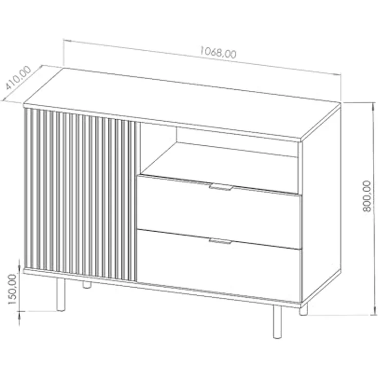Lomadox Kommode NADOR-132, 107cm breit, Kaschmir, goldfarbene Metallgriffe und -füße – Bild 3