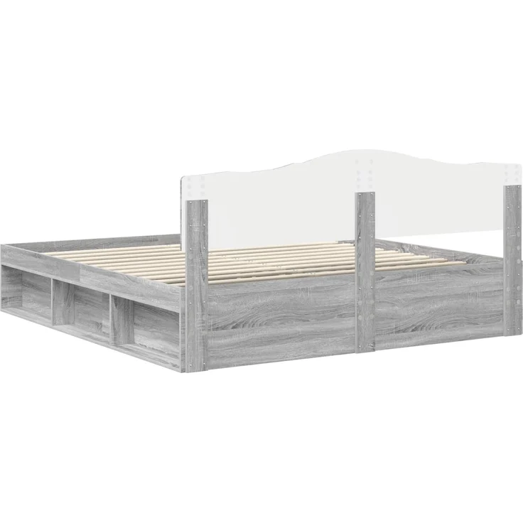 vidaXL Bettrahmen Graues Sonoma 180 x 200 cm Massives Kiefernholz 3412867 – Bild 8