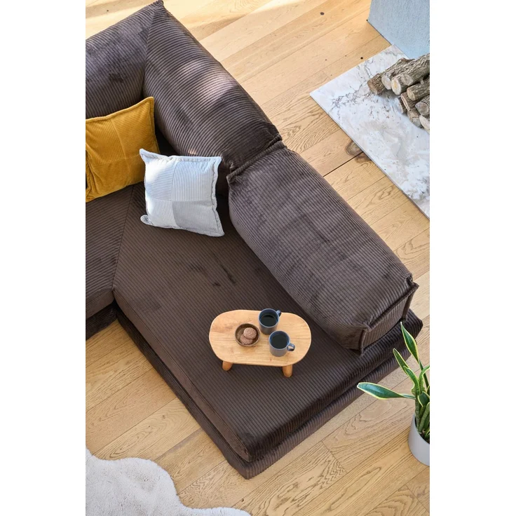 Ecksofa mit Schlaffunktion, 300 cm, braun, 100% Gerippter Plüschstoff, Abnehmbarer Bezug, 4 Kissen, haustierfreundlich, rutschfest – Bild 8