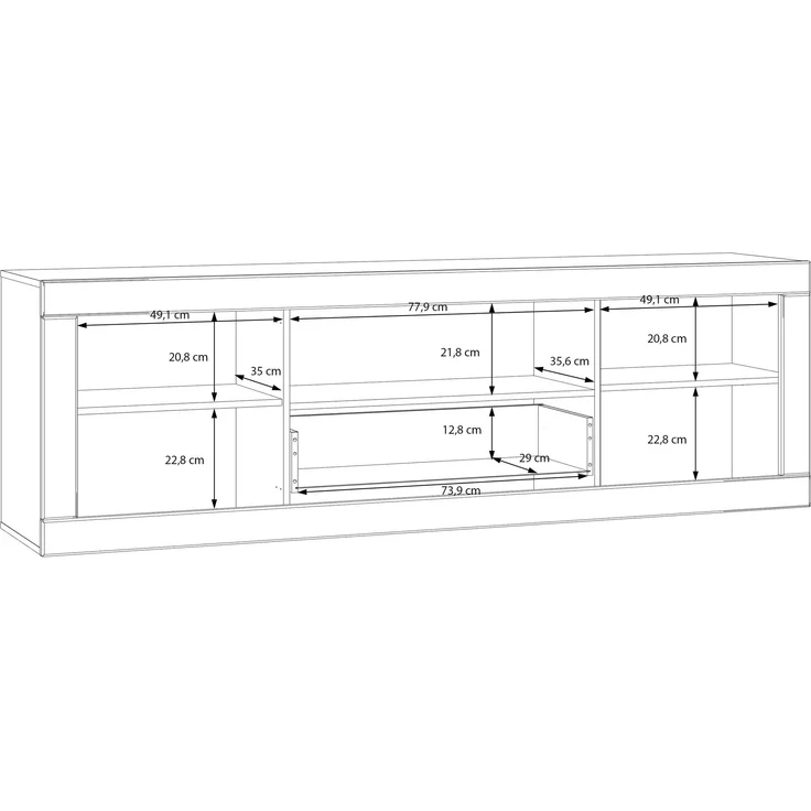Lowboard >LEFKADAS< 2 Türen, 1 Schub, Weiss/Mauvella Eiche Dekor - 195,4x61,6x41,4cm BxHxT – Bild 7