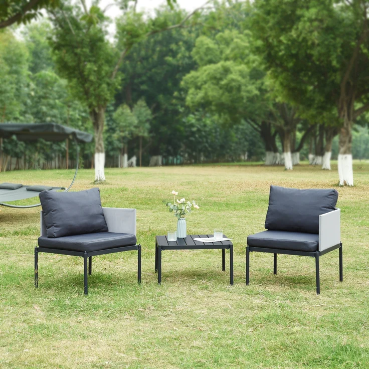 Gartenmöbelset Accettura 3-tlg. Aluminium Grau [casa. pro] – Bild 2