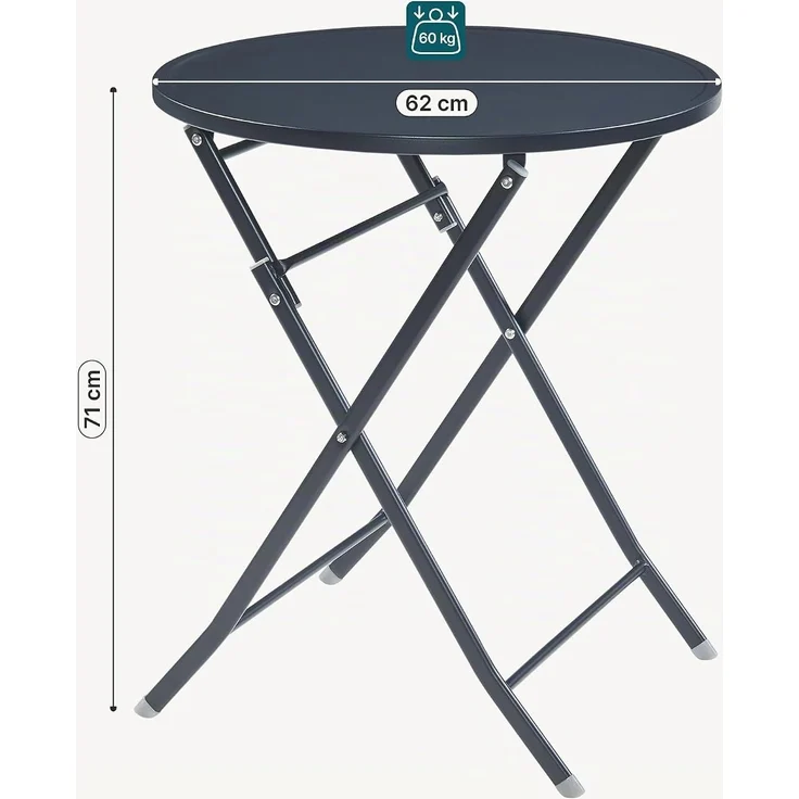 Klapptisch Sande Stahl 71xØ62 cm Schwarz [en. casa] – Bild 2