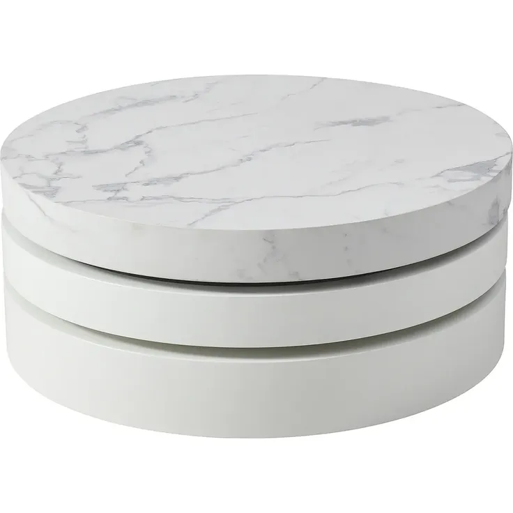 Vente-unique - JANITA Couchtisch Holz, Platte Weiß - B 80 cm x H 32,5 cm x L 80 cm – Bild 4