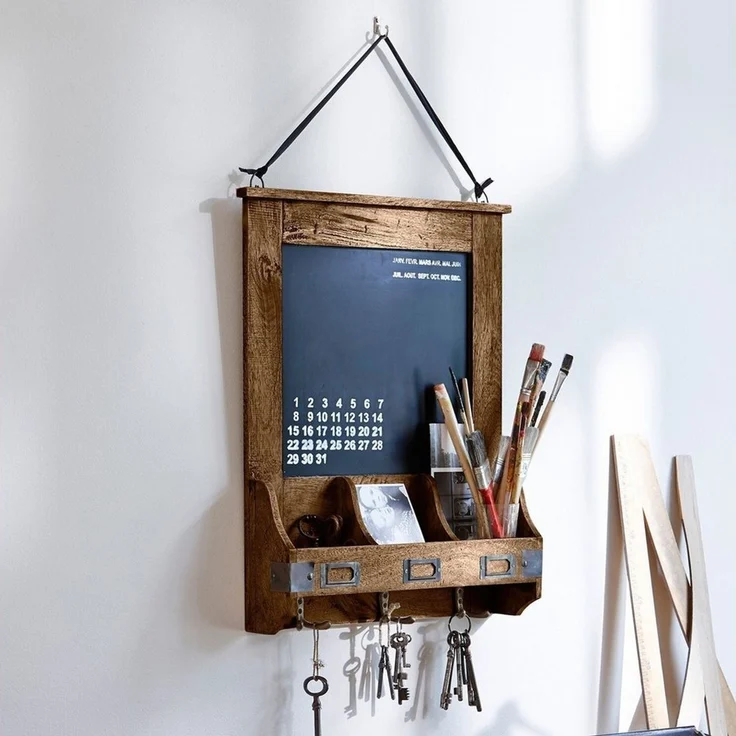 Mirabeau Organizer Organizer Taney braun, Tafel, Aus Mangoholz gefertigt, Haken und Beschläge aus Eisen