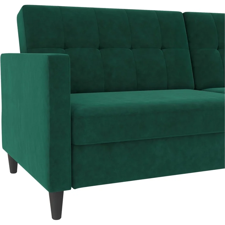 Schlafsofa >Hannover< in Dunkelrün, Samt - 203x82x83cm (BxHxT) – Bild 6