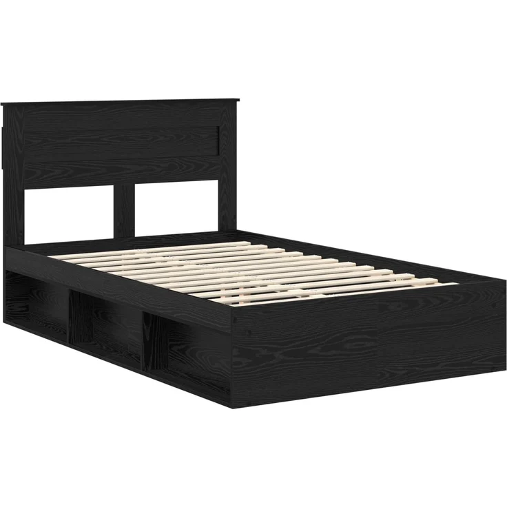 vidaXL Bettrahmen Schwarz 135 x 190 cm Massives Kiefernholz 3409768 – Bild 3