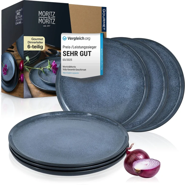 Moritz & Moritz VIDA 6tlg Dinnerteller Blau – Bild 1