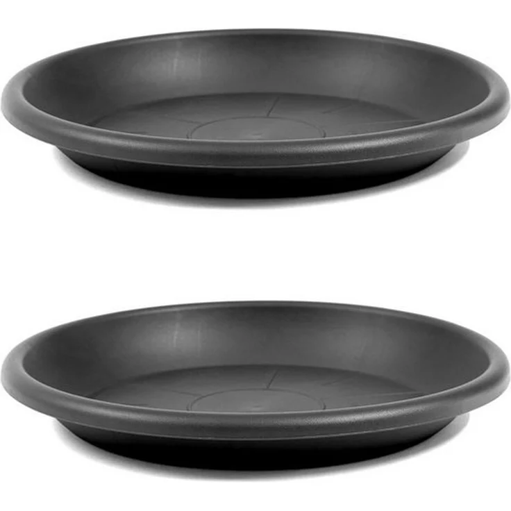HAC24 Blumentopfuntersetzer Blumentopf Untersetzer Pflanztopf Blumenkübel Schale Pflanzschale, 2-tlg, Anthrazit Kunststoff Rund Ø 58 cm – Bild 2