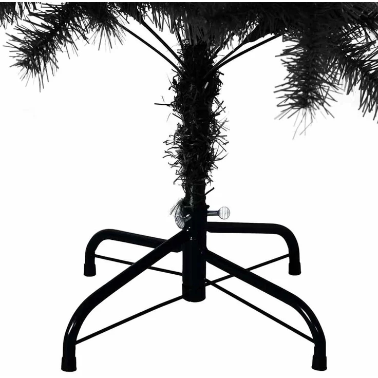 vidaXL Weihnachtsbaum mit LED-Beleuchtung Schwarz 150 cm PVC und Stahl 3396472 – Bild 12