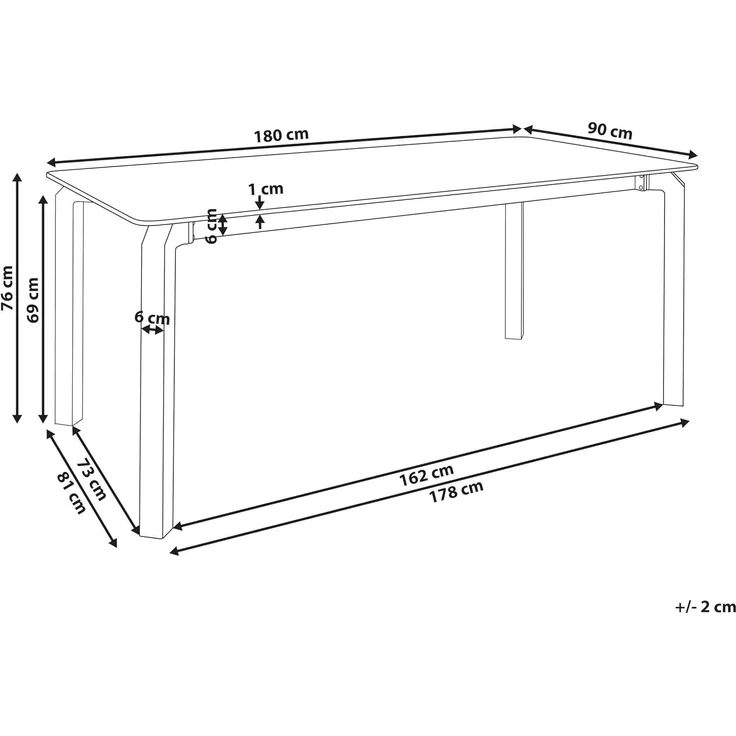 Konferenztisch FELETTO 90 cm x 180 cm Stein Travertinoptik – Bild 3