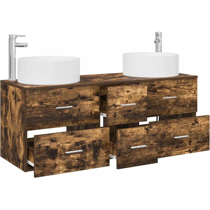 vidaXL Badezimmerschrank-Set 3 stk. Geräucherte Eiche 3405959 – Bild 3