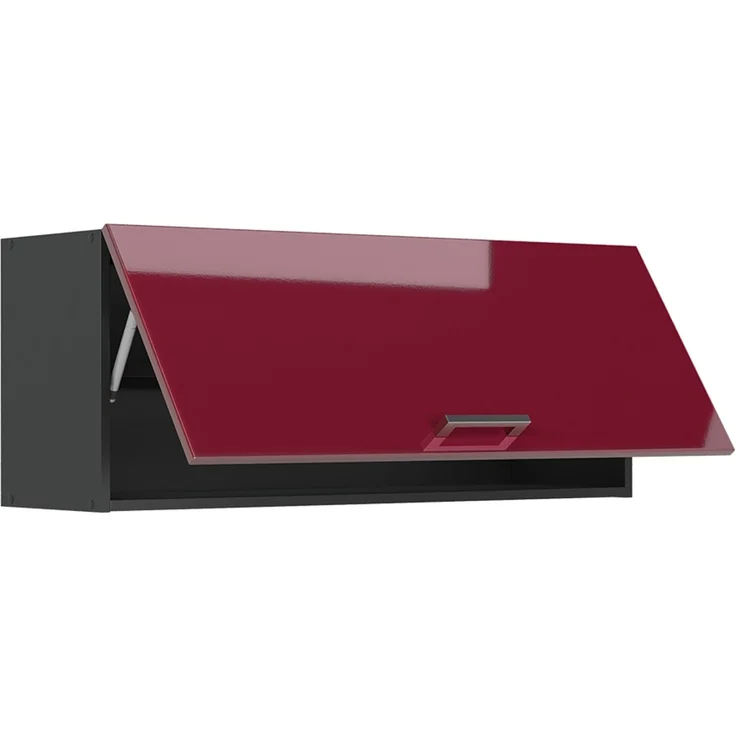 Hängeschrank R-Line Rot Hochglanz/Anthrazit 100 cm Flach Vicco – Bild 3
