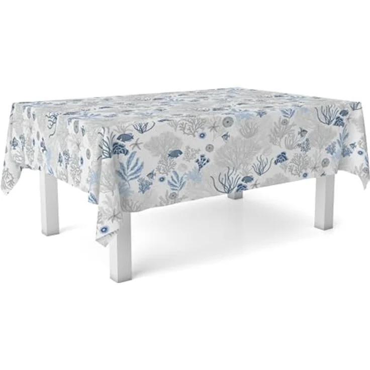 Tischdecke, Wachstuch, Blau, rund – Bild 1