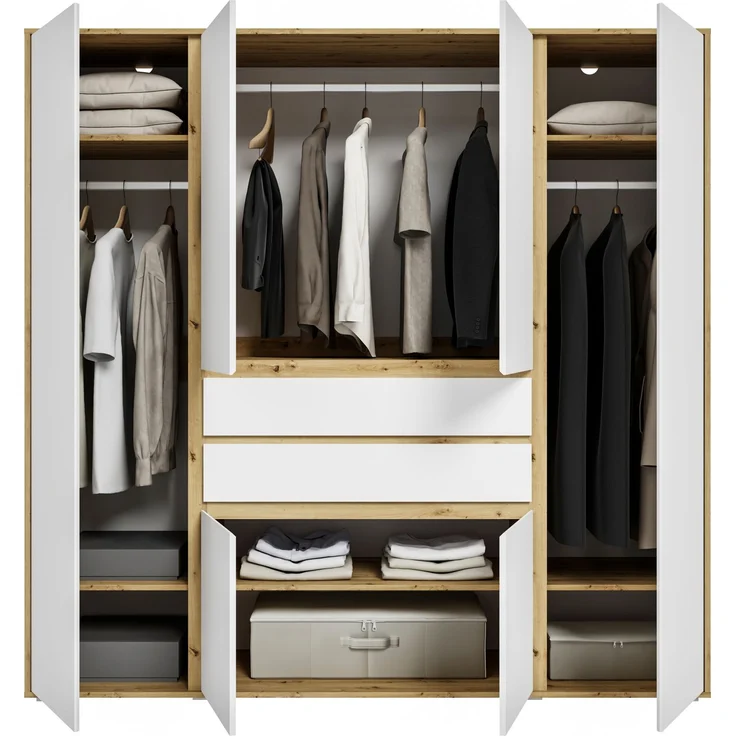 Falun Kleiderschrank 4-türig in weiß – Bild 4