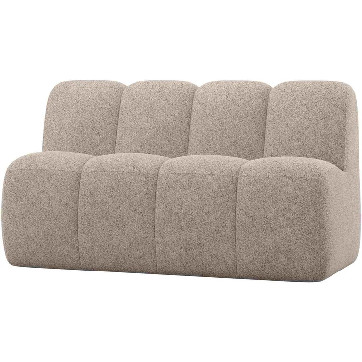 Essbank Mojo aus Chenille-Stoff, modern mit Rückenlehne, Sand, 164 cm, bequem für 2–3 Personen