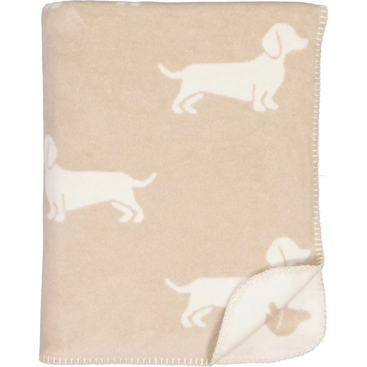 Cawö Wohndecke Kuscheldecke We love Dogs 62460-33 Dackel beige 150x200 – Bild 5