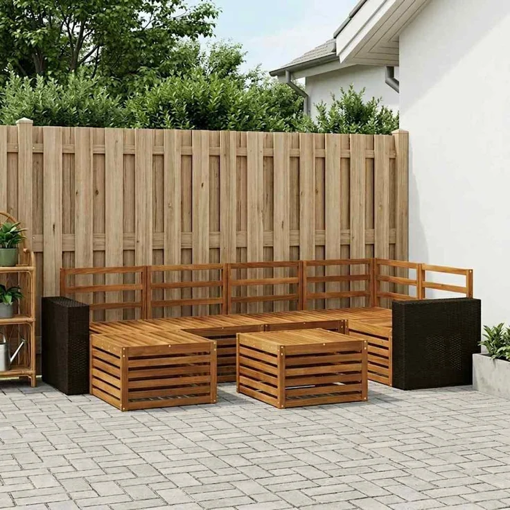 vidaXL Outdoor-Sofagarnitur 7 stk. 5-Sitzer Natur Massivholz Akazie 3384600 – Bild 1