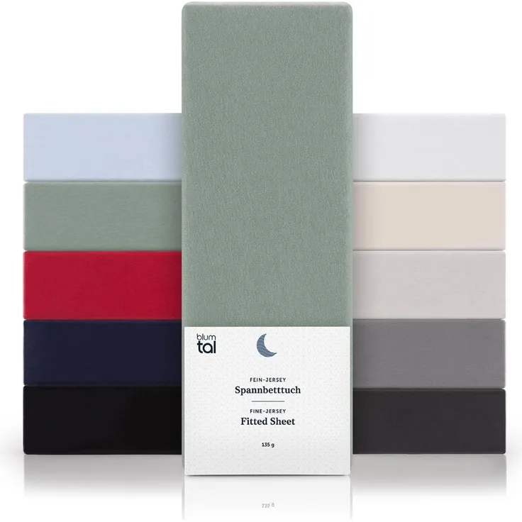 Blumtal® Spannbettlaken 140x200 cm Basics Jersey im 2er Set - Bettbezug 140x200 cm aus 100% Baumwolle - Oeko-TEX zertifiziertes Spannbetttuch 140x200 cm - Matratzenbezug 140x200 cm - Summergreen - Grün