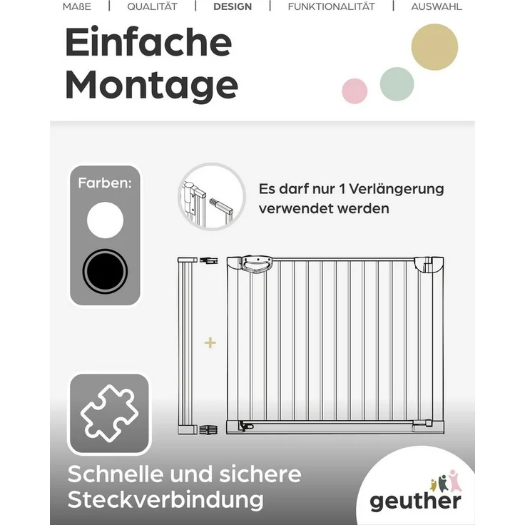 Geuther Türschutzgitter Easylock Flatstep 69-125 schwarz, auch als Treppenschutzgitter verwendbar – Bild 3