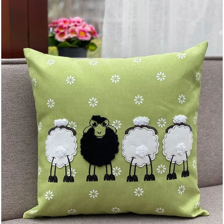 heimtexland Tischdecke Gobelin Tischdeko Osterdeko Tischset Deko Kissen (Stück 1-tlg, 1), Kissenhülle 40x40 I Applikation I Leinen-Optik I Sofakissen – Bild 2