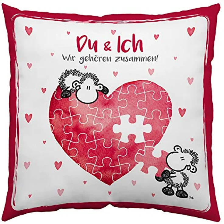 Sheepworld Kissen Motiv "Du und ich" | Zierkissen, Baumwolle, 38x38 cm | Kissen Verliebte | 45323 – Bild 2