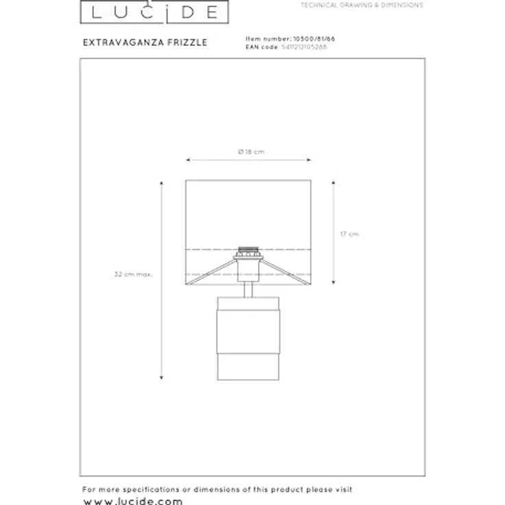Lucide Frizzle 10500/81/66, Nachttischlampe im Vintage-Stil mit Stoffschirm und Satinband – Bild 6