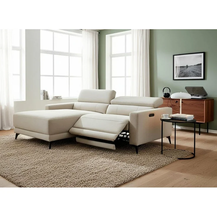 OTTO home Ecksofa LEWII, L-Form, 213 cm - elektr. Relaxfunktion, mit USB A/C-Anschluss. Federkern, verstellbaren Kopfstützen, Webstoff – Bild 5