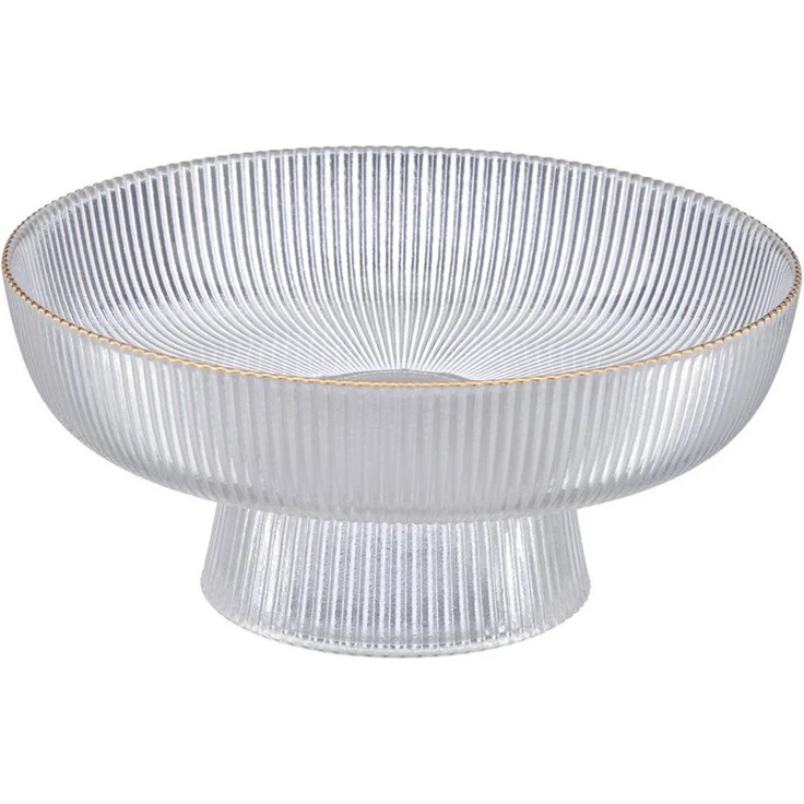 LeGer Home by Lena Gercke Schale Deko Glasschale geriffelt mit Goldrand, 20 oder 26cm, Glas, (1-tlg), mit Standfuß – Bild 1