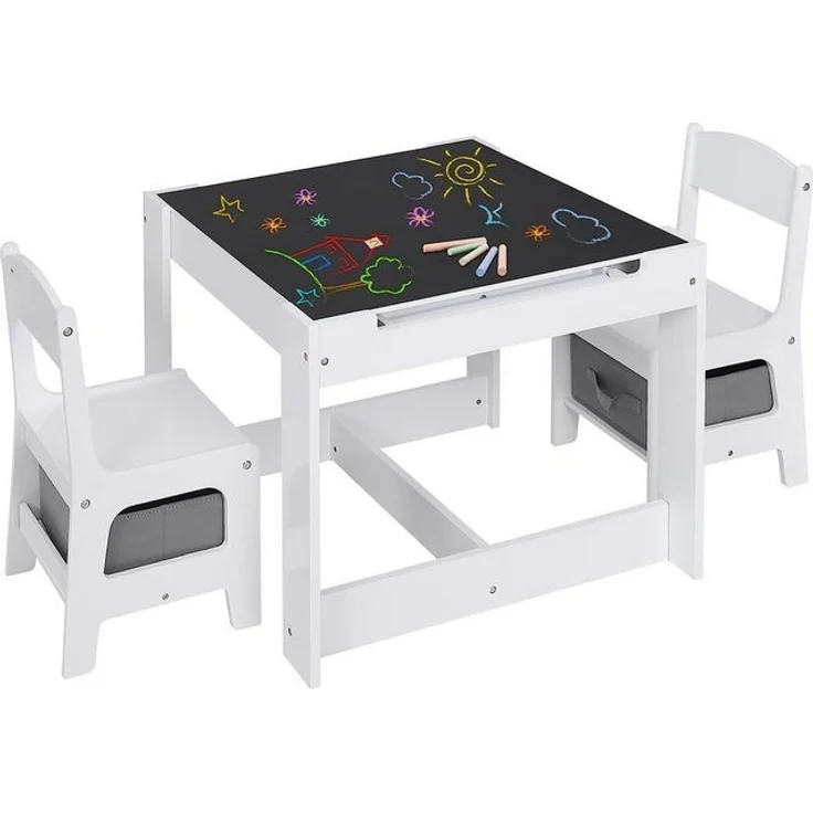 EUGAD Kindersitzgruppe, (3-tlg), mit Tafel und Papierrolle, Stauraum, Weiß – Bild 4