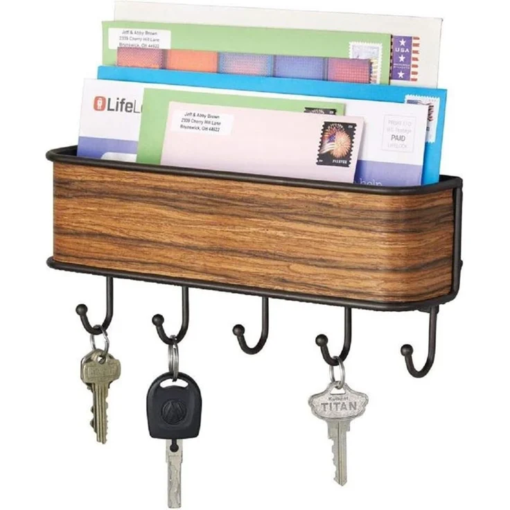 mDesign Schlüsselbrett Ablage Schlüsselboard Organizer Aufbewahrung Metall Holz – Bild 6