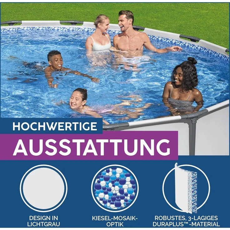 Steel Pro MAX™ Solo Pool ohne Zubehör Ø 427x122 cm, lichtgrau, rund – Bild 5