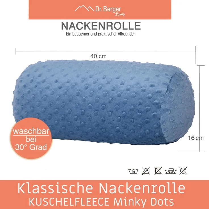 Dr. Berger Nackenrolle Minky Petrolblau 40 x 16 cm – Bild 2
