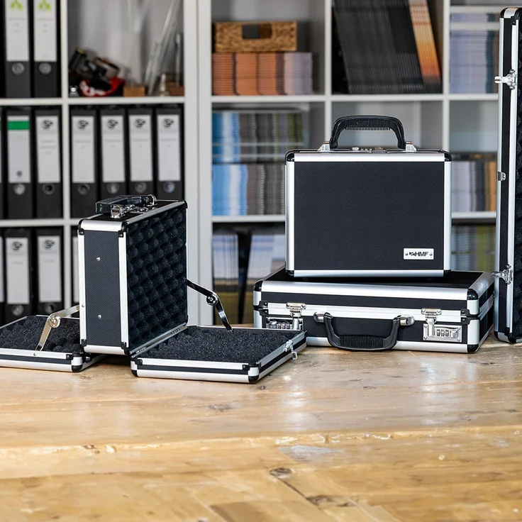 HMF Aufbewahrungsbox Transportkoffer mit Noppenschaumstoff im Deckel und Boden, Universalkoffer mit Zahlenschloss, 31 x 26 x 11 cm – Bild 9