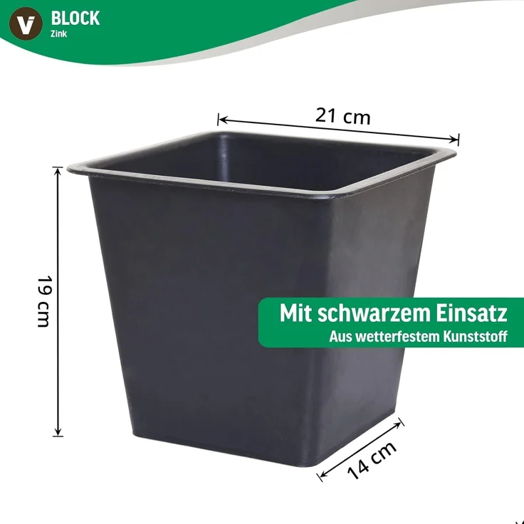 VIVANNO Pflanzkübel Blumenkübel Zink "Block", Weiß 24x24x65 cm (mit Einsatz) – Bild 5