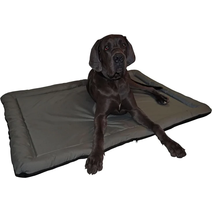 Wasserfestes In- und Outdoor Hundebett grau 76x56 cm mit Schaumstoffplatte robustem Oxford-Bezug pflegeleicht Kratzfest bequem ergonomisch ideal für kleine Hunde – Bild 1