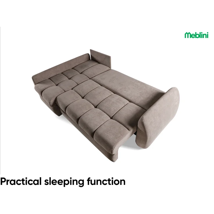 MEBLINI Schlafcouch mit Bettkasten – GLOW - 252x155x93cm – Braun Plüsch - Kleines Ecksofa mit Schlaffunktion - Sofa mit Relaxfunktion und Kissen - Kleine Couch L-Form - Eckcouch – Bild 4