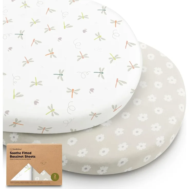 2-Pack Bio Spannbettlaken Babybett für Mädchen, Jungen - 100% Baumwolle Spannbettlaken Kinderwagen, Spannbettlaken Stubenwagen & Wiegen Matratze Bezug, Unisex Beistellbett Spannbettlaken (Meadow)