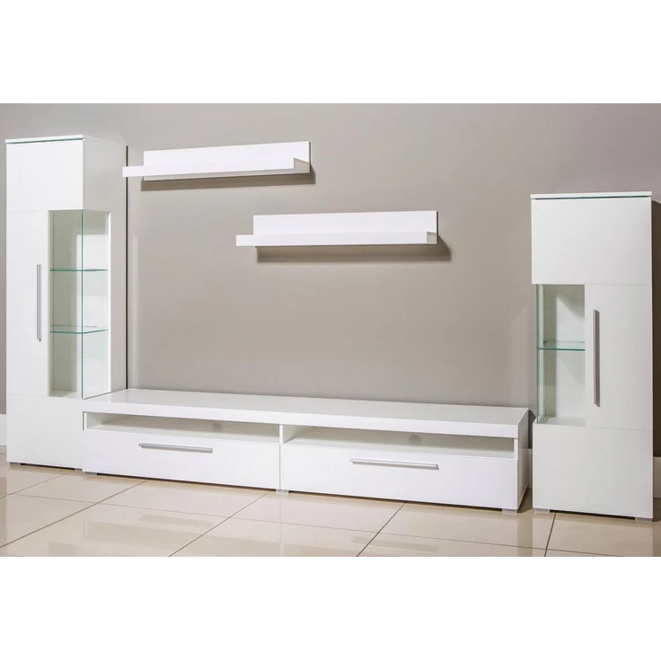 INOSIGN Wohnwand India,Breite 290cm moderne Mediawand ohne Beleuchtung, (Set, 5-St, fdete), Anbuwand (Set,5-St, 2xVitrine, 1TV-Schrank, 2xWandregal) viel Stauraum – Bild 3