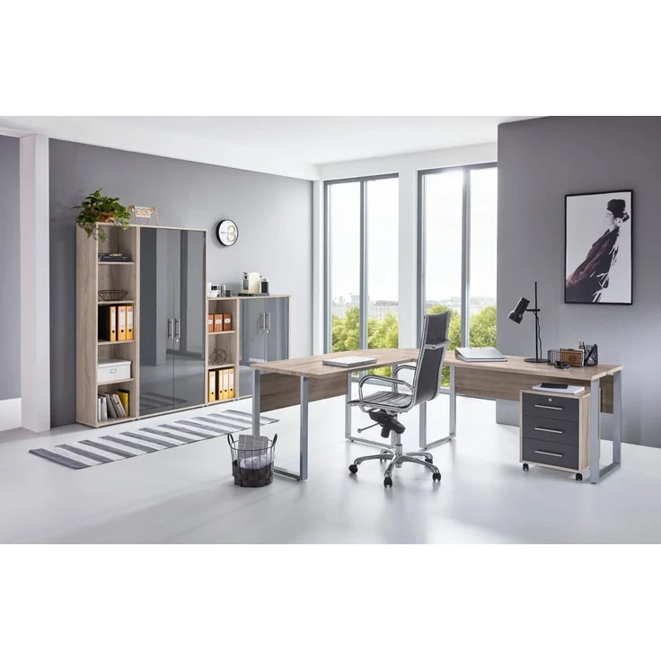 moebel-dich-auf Büromöbel-Set OFFICE EDITION, (abschließbar, 6-tlg, Set 4 + Winkelschreibtisch + Rollcontainer + Aktenschränke), abschließbare Büroschränke – Bild 4