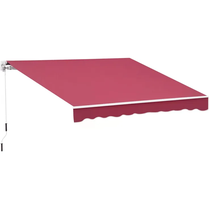 JARDJ Manuelle Markise 395 x 245 cm mit Kurbel, Balkon-, Terrassen- und Balkonmarkise, Aluminium und Polyestergewebe 280 g/m², UV-beständig, rot