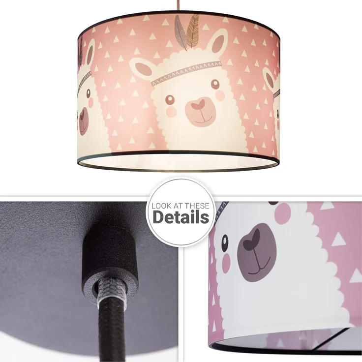 Paco Home Pendelleuchte Ela 214, ohne Leuchtmittel, Kinderlampe Deckenlampe LED Kinderzimmer Lampe Lama-Motiv, E27 – Bild 4