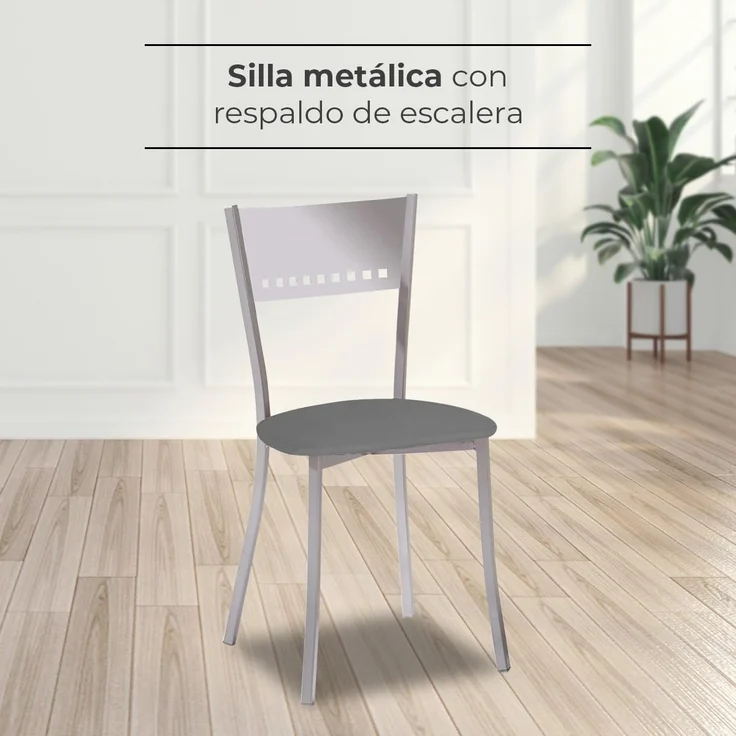 ASTIMESA SCOBGR Zwei Küchenstühle, Metall, Graphit, Sitzhöhe 45 cm – Bild 2