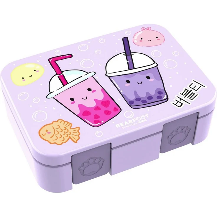 BEARFOOT Lunchbox Brotdose mit Fächern, leicht & auslaufsicher-BubbleTea lila, PP, ABS, Silikon, Kindergarten und Schule - Mädchen und Jungen, Vesperbox, Snackbox – Bild 2