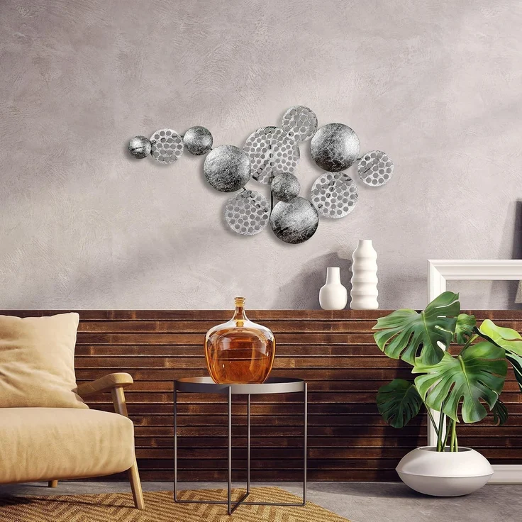 Wallity 'Aurora 5' Dekoratives Wandaccessoire aus Metall, Silber, 82 x 45 cm – Bild 3