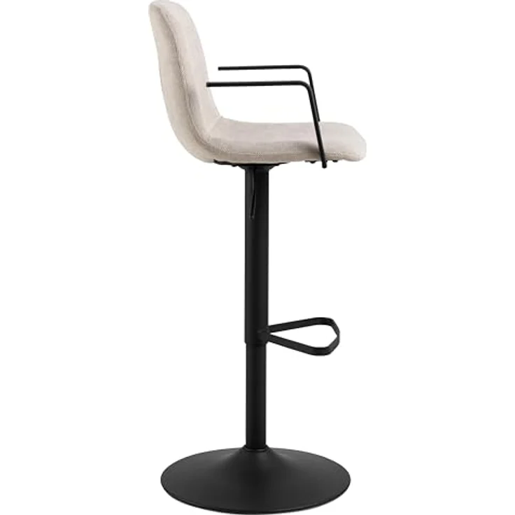 MID.YOU Barhocker, schwarz-beige, Textil, FSC Mix, 50x114x53 cm, Esszimmermöbel – Bild 4