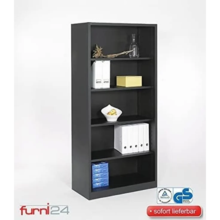 Aktenregal Stahlregalschrank Schrank Büroschrank offen Platz für ca. 55 Ordner schwarz RAL 9005 – Bild 7