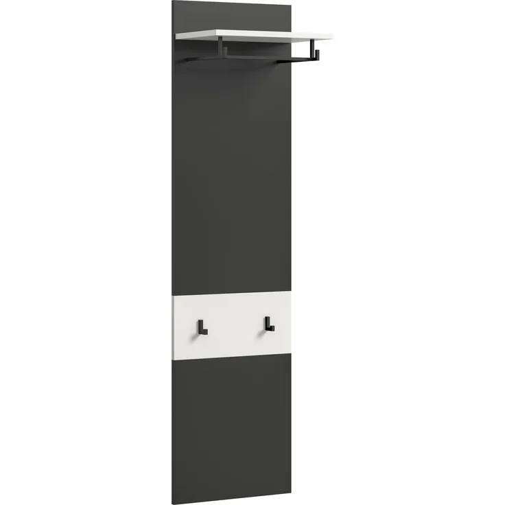 Garderobenpaneel >Canu< in Basalt Grau / Weiß - 45x165x29cm (BxHxT)