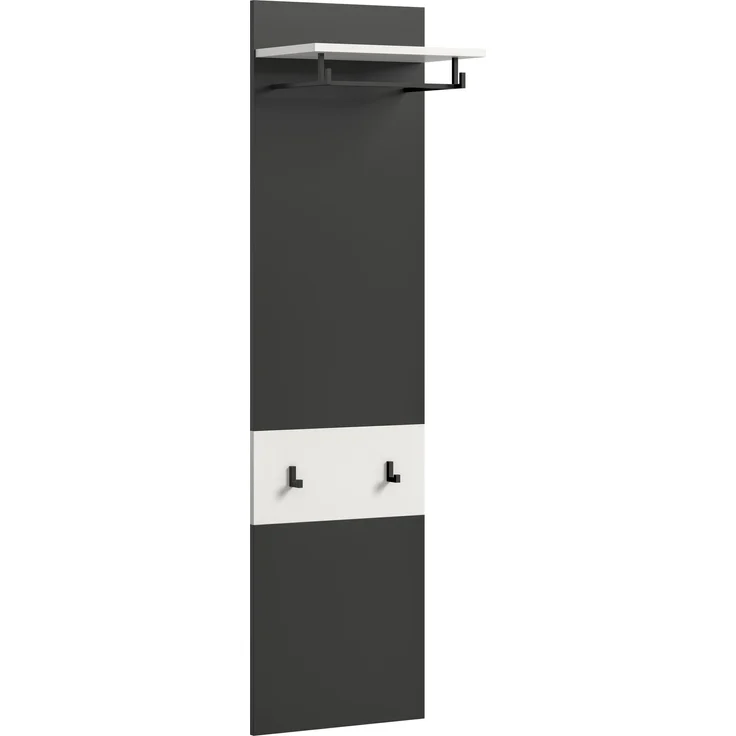 Garderobenpaneel >Canu< in Basalt Grau / Weiß - 45x165x29cm (BxHxT) – Bild 1
