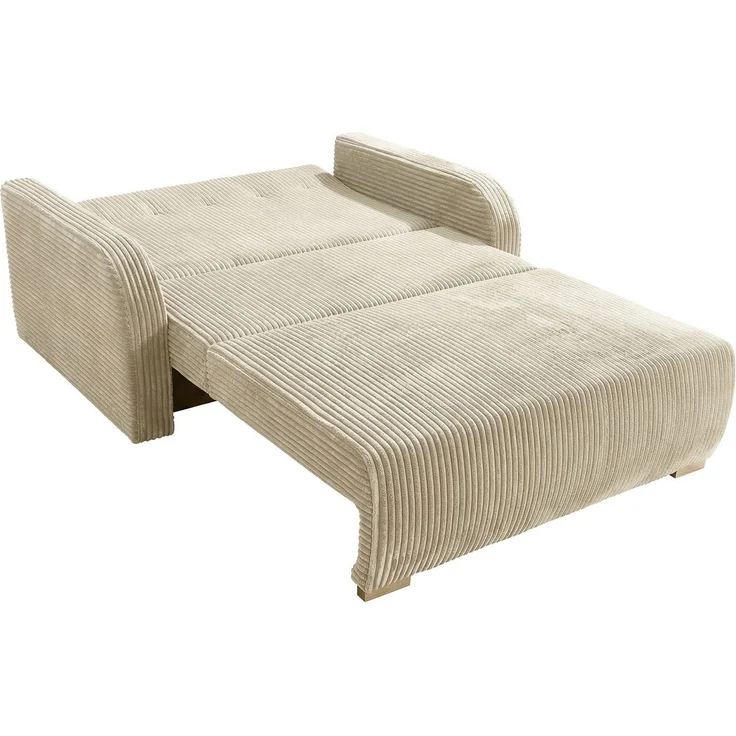 Wohnero24 Lirena 2 Schlafsofa 136x95 cm mit Bettfunktion 113x195 cm – 2-Sitzer Cord Sofa ausziehbar mit Bettkasten, kleines Schlafsofa für Wohnzimmer - Creme – Bild 9