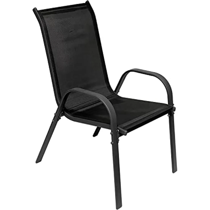 Outdoorstuhl Gartenstuhl Stapelstuhl Metall Anthrazit Textilen schwarz – Bild 5
